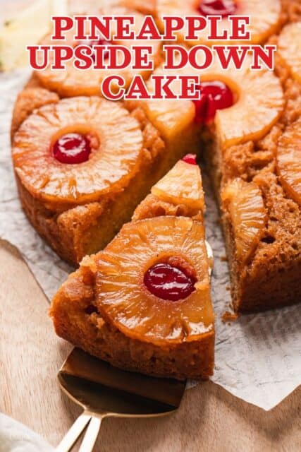 Pinterest title image for Pineapple Upside Down Cake.