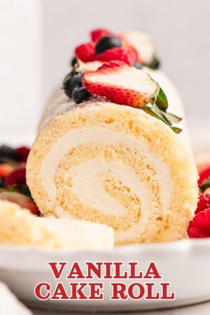 Pinterest title image for Vanilla Cake Roll.