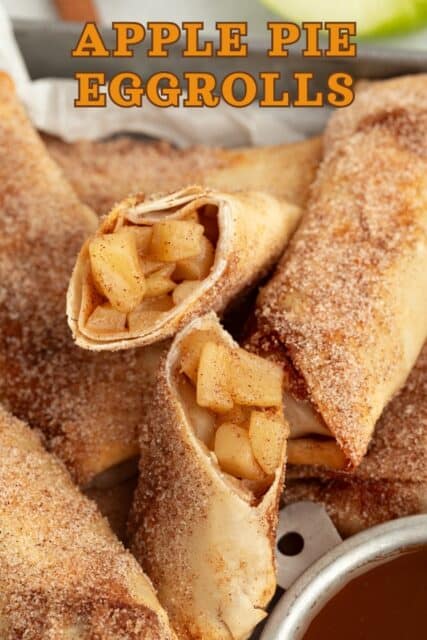 Pinterest title image for Apple Pie Egg Rolls.