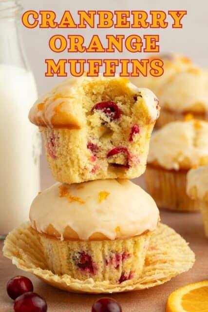 Pinterest title image for Cranberry Orange Muffins.