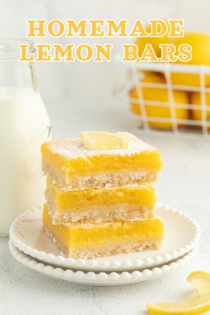 Pinterest title image for Homemade Lemon Bars.