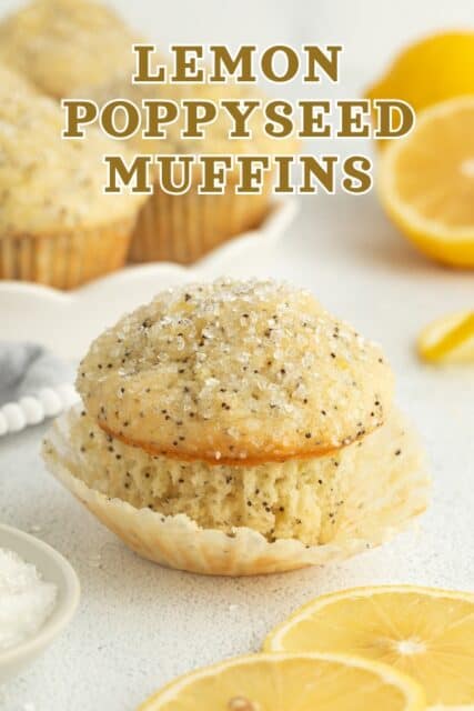 Pinterest title image for Lemon Poppy Seed Muffins.