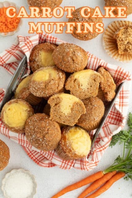 Pinterest title image for Carrot Cake Muffins.
