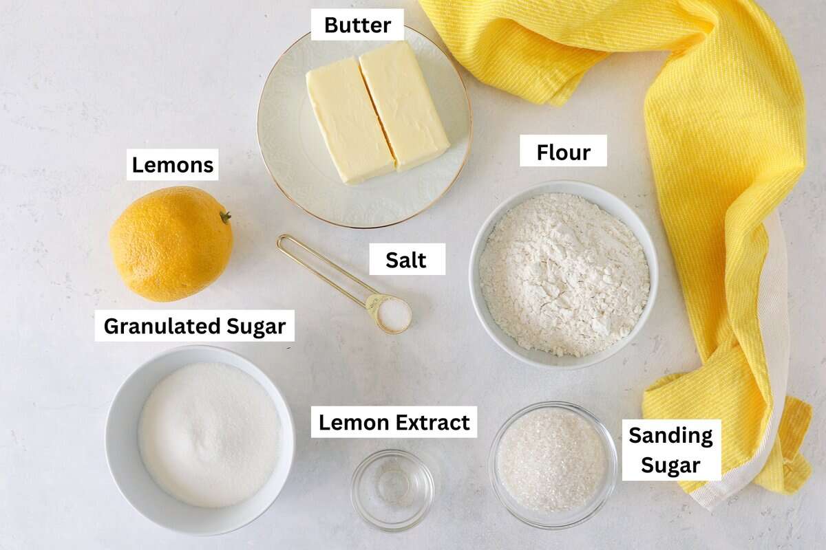 These slice-and-bake lemon shortbread cookies are crisp, buttery, and melt-in-your-mouth, rolled in sanding sugar for sweet, crunchy edges. Lemon shortbread cookies ingredients.