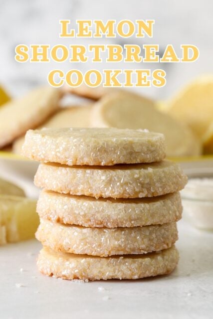 Pinterest title image for Lemon Shortbread Cookies.