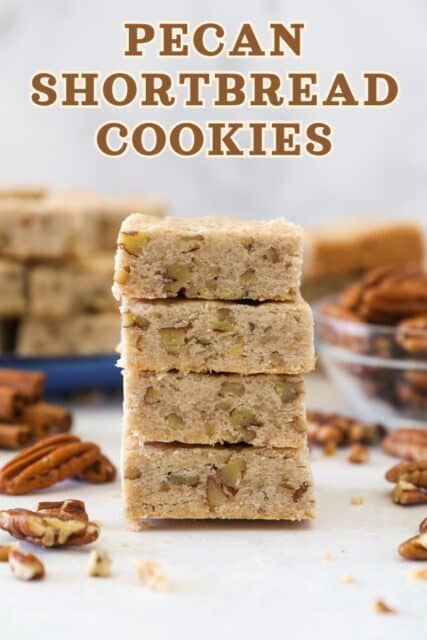 Pinterest title image for Pecan Shortbread Cookies.