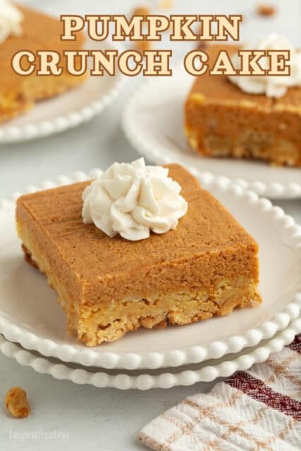 Pinterest title image for Pumpkin Crunch Cake.